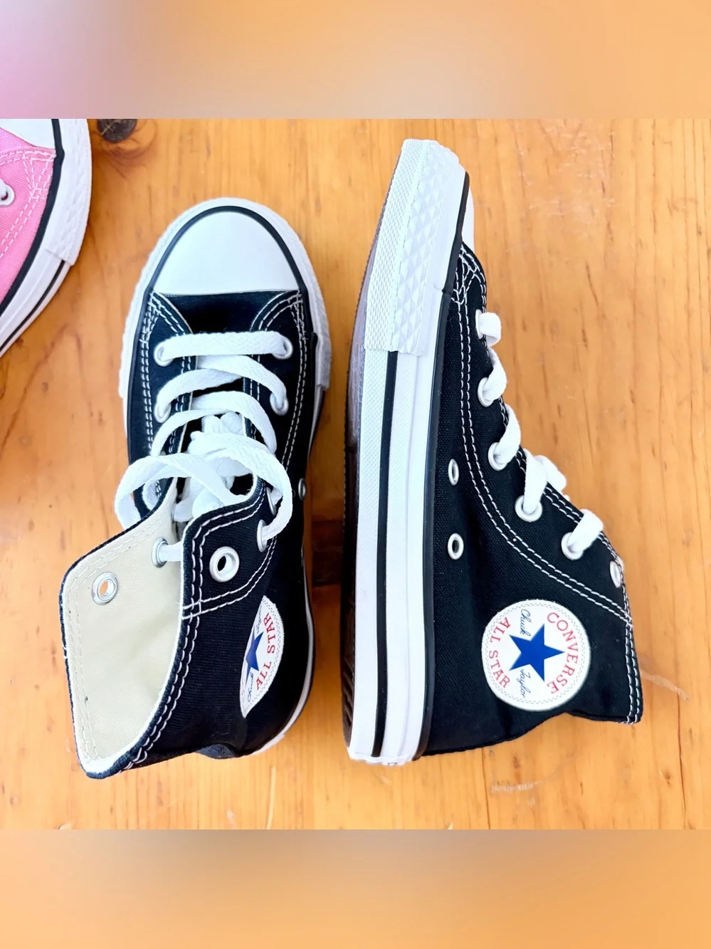 Lot of 2 Converse Chuck Taylor All Star High Top Sneakers Pink & Black Youth 13